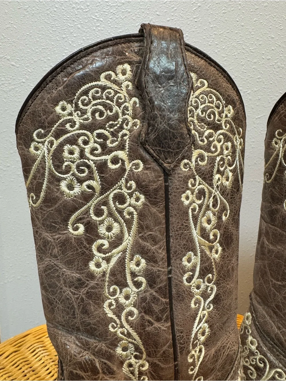 Corral Teen Brown Embroidered Leather Western Cowboy Boots